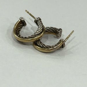 David Yurman Crossover' Extra-Small Hoop Earrings with Gold